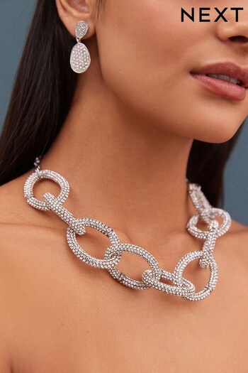 Silver Tone Sparkle Chain Necklace (153027) | £18
