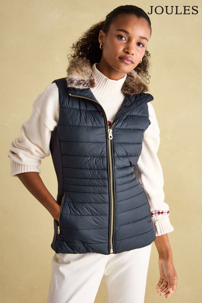Faux fur sleeveless jacket womens top