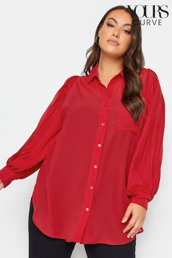 Yours Curve Red London Pleat Sleeve Shirt (153808) | £34
