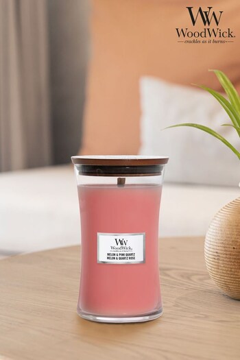 Woodwick Pink Large Hourglass Scented Candle with Crackle Wick Quartz (154050) | £33