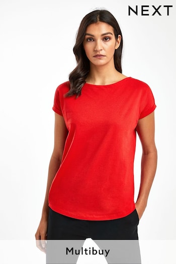 Red Round Neck Cap Sleeve T-Shirt (154182) | £7.50