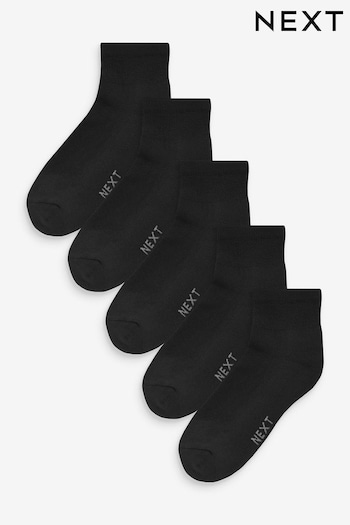 Black 5 Pack Cushioned Sole Mid Trainer Socks (154222) | £12