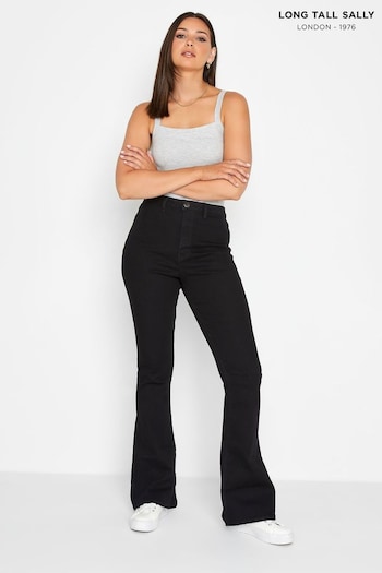 Long Tall Sally Gloss Black Flare Jeans (154282) | £38