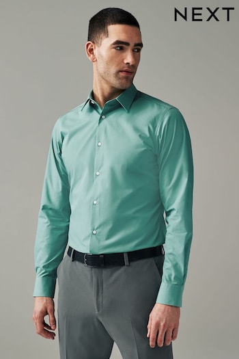 Matcha Green Slim Fit Easy Care Single Cuff Shirt (154300) | £20