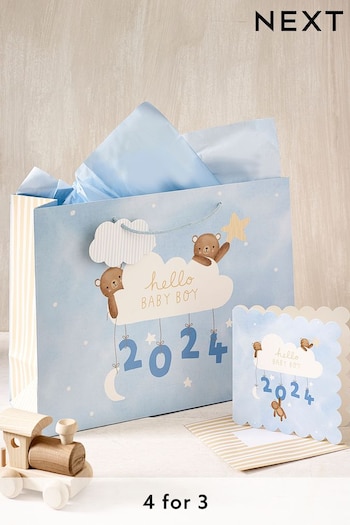 Blue Boy Born in 2024 Gift Bag and Card Set (154304) | £4
