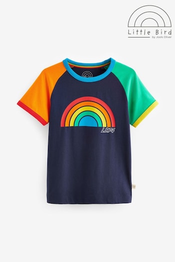 Little Bird by Jools Oliver Navy Rainbow Short Sleeve Raglan Colourful T-Shirt (154311) | £11 - £14