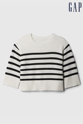 Gap White Split-Hem Crew Neck Knit Sweatshirt (154320) | £20