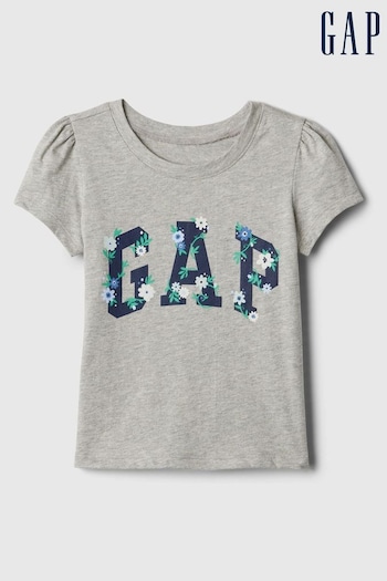 Gap Grey Mix and Match Floral Logo Graphic T-Shirt (3mths-5yrs) (154422) | £8