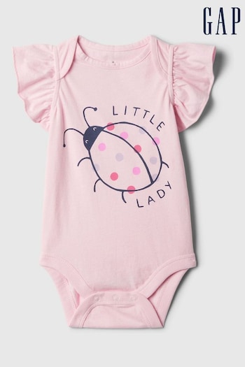 Gap Pink Ladybug Ruffle Short Sleeve Bodysuit (Newborn-24mths) (154485) | £8