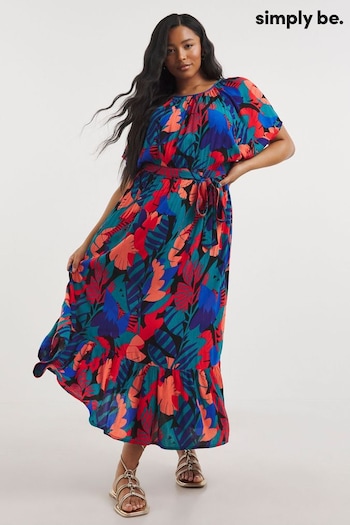 Simply Be Blue Tropical Print Maxi Beach Dress ff1r4041c (154516) | £32