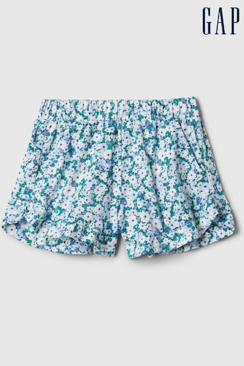 Gap Blue Floral Pull On Ruffle Baby Shorts tulle (3mths-5yrs) (154524) | £8