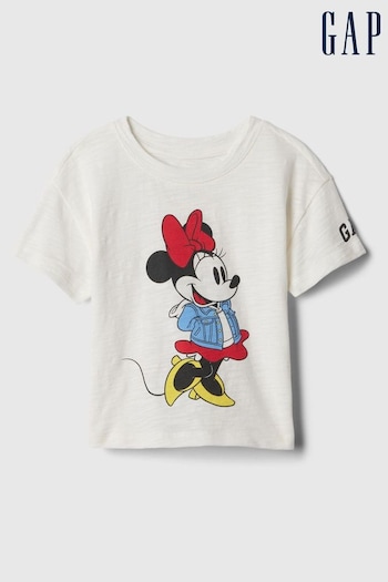 Gap White Disney Minnie Mouse Graphic Crew Neck Short Sleeve T-Shirt (6mths-5yrs) (154613) | £14