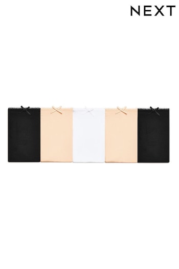 Black/White/Nude High Leg Microfibre Knickers 5 Pack (154742) | £14