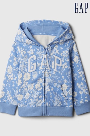 Gap Blue Floral Logo Zip Hoodie (Newborn-5yrs) (154788) | £20