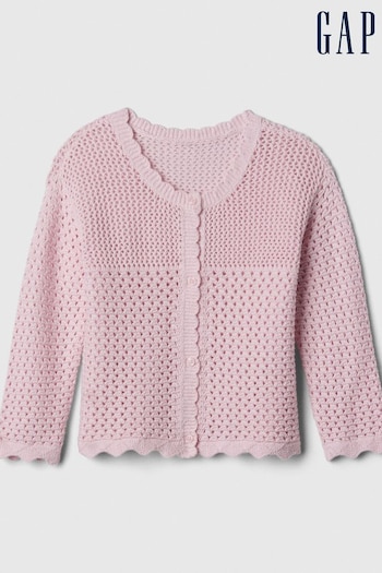 Gap Pink Crochet Cardigan (6mths-5yrs) (154800) | £20