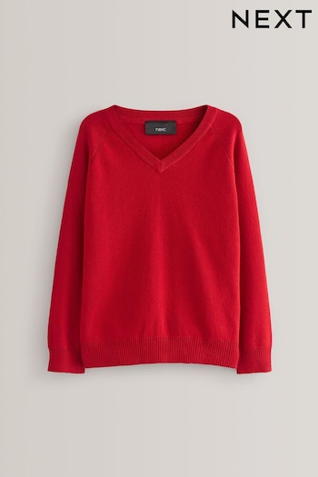 Red Knitted V-Neck School Jumper (3-18yrs) (154831) | £8.50 - £14