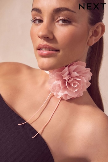 Pink Flower Corsage Wrap Choker Necklace (154833) | £10