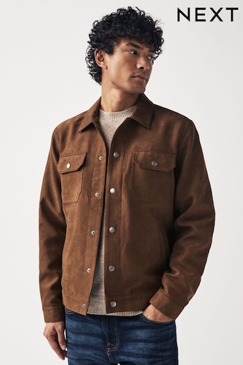 Brown Faux Suede Collared Trucker Jacket (154932) | £65
