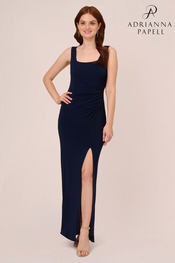 Adrianna Papell Blue Embellished Jersey Gown (155231) | £199