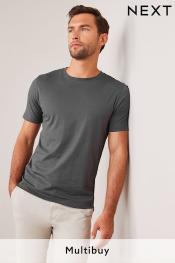Grey Charcoal Slim Essential Crew Neck T-Shirt (155233) | £8