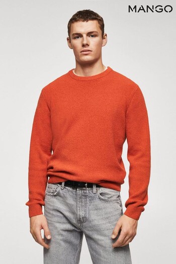 Mango Orange Textured Cotton Sweater (155255) | £50