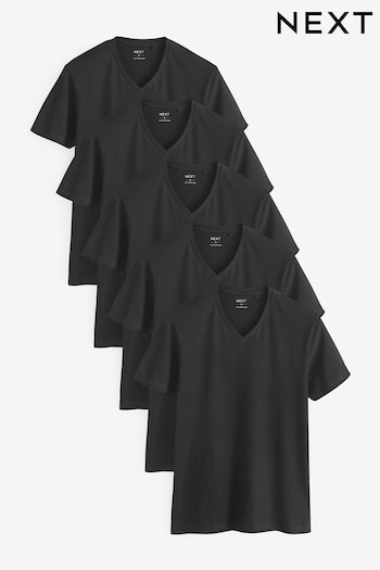 Black V-Neck T-Shirts pullover 5 Pack (155275) | £37