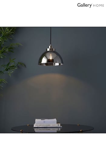 Gallery Home Silver Cambell 1 Bulb Pendant Ceiling Light (155312) | £92