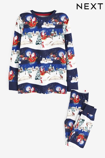 Navy Blue Santa Christmas Snuggle Pyjamas (9mths-10yrs) (155530) | £13 - £16