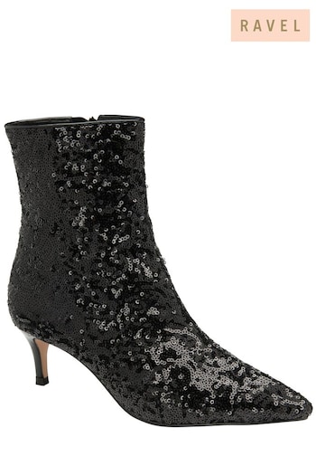 Ravel Black Sequin Ankle Boots (155727) | £80