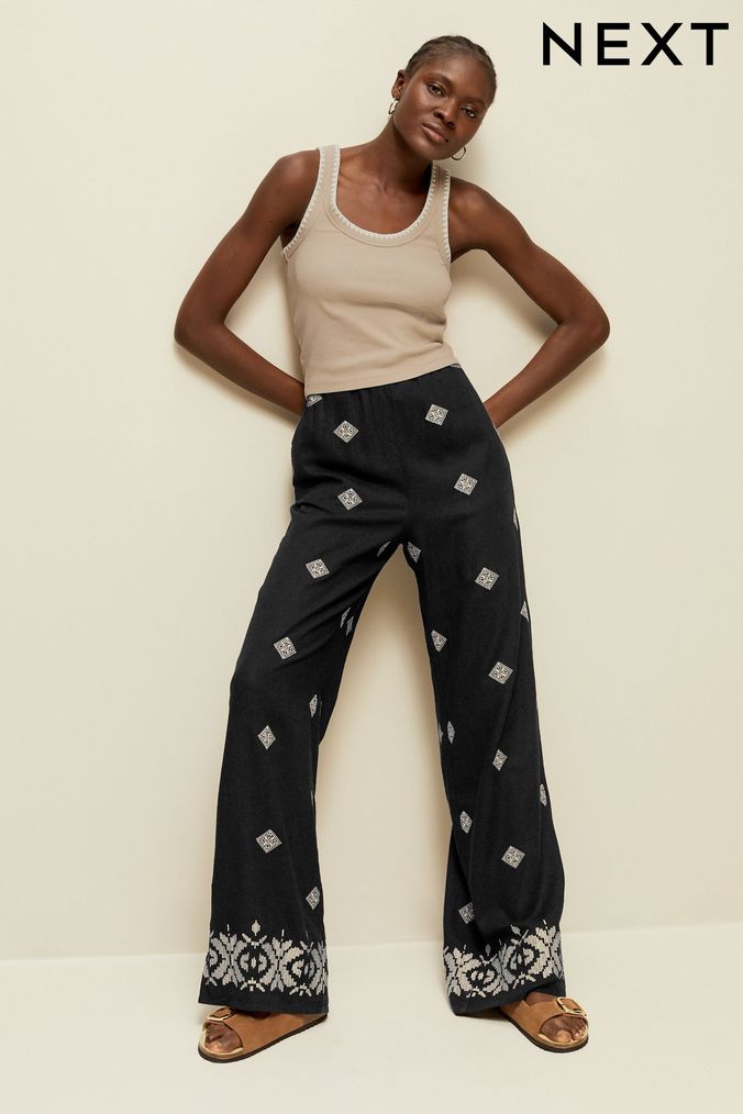 Black Wide Leg Trousers Black Flared Trousers Next UK