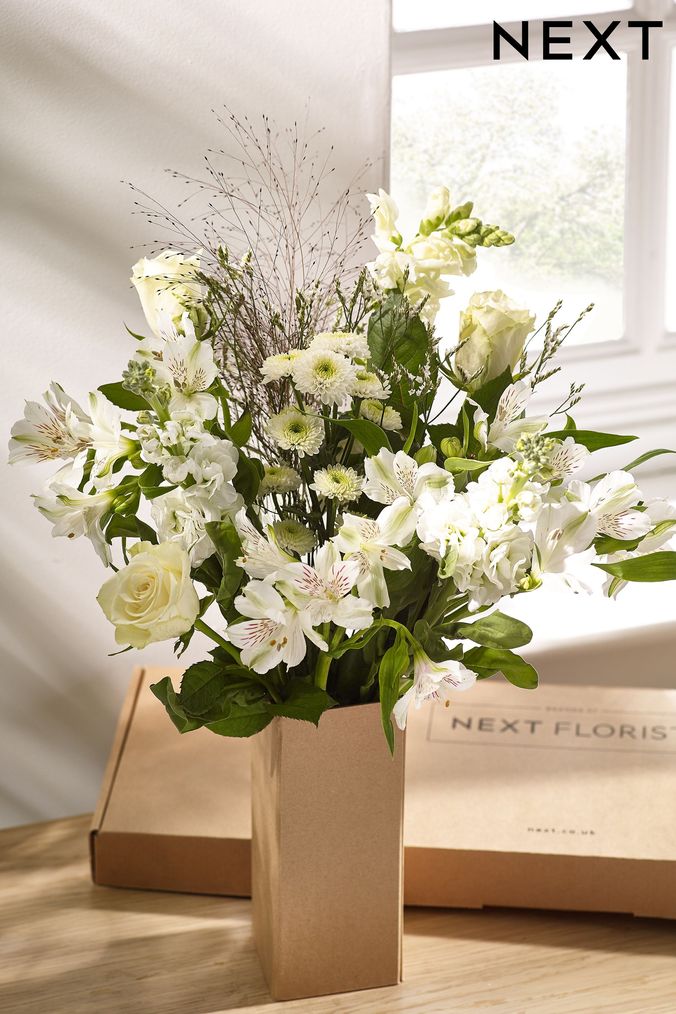 White Letterbox Fresh Flower Bouquet with Foldable Vase (155845) | £25