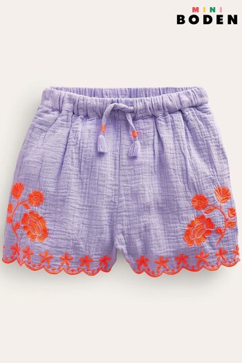Boden Purple Embroidered Hem Ami Shorts (156108) | £25 - £29