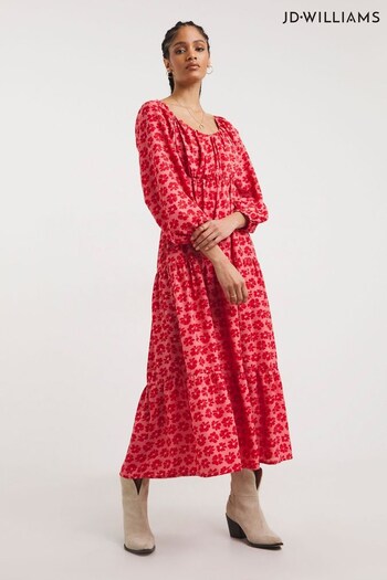 JD Williams Red Floral Empire Smock Maxi Dress (156213) | £36
