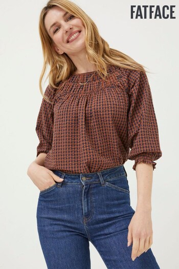 FatFace Brown Tamer Gingham Blouse (156221) | £50