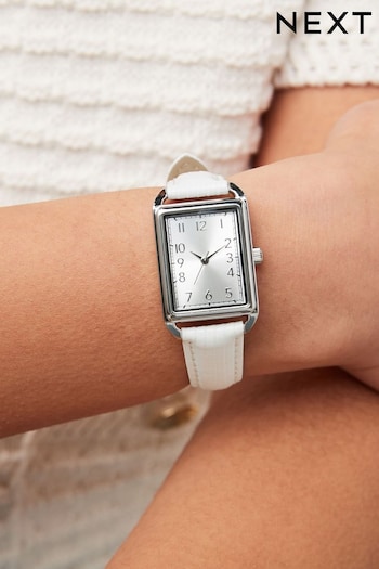 White Rectangle Croc Effect Watch (156411) | £28