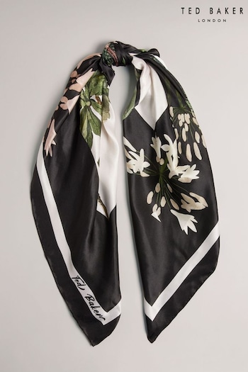 Ted Baker Janasi Black Floral Silk 90Cm X 90Cm Scarf (156435) | £65