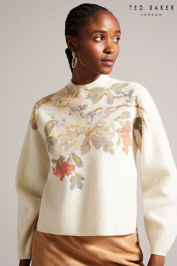 Ted Baker Evhaa Printed White Knitted Sweater (156473) | £135
