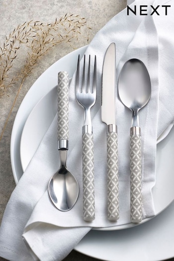 Grey Geo Stainless Steel 16pc Cutlery Cutlery Set (156547) | £18