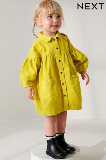 Yellow Corduroy Cotton Shirt Dress (3mths-8yrs) (156627) | £16 - £19