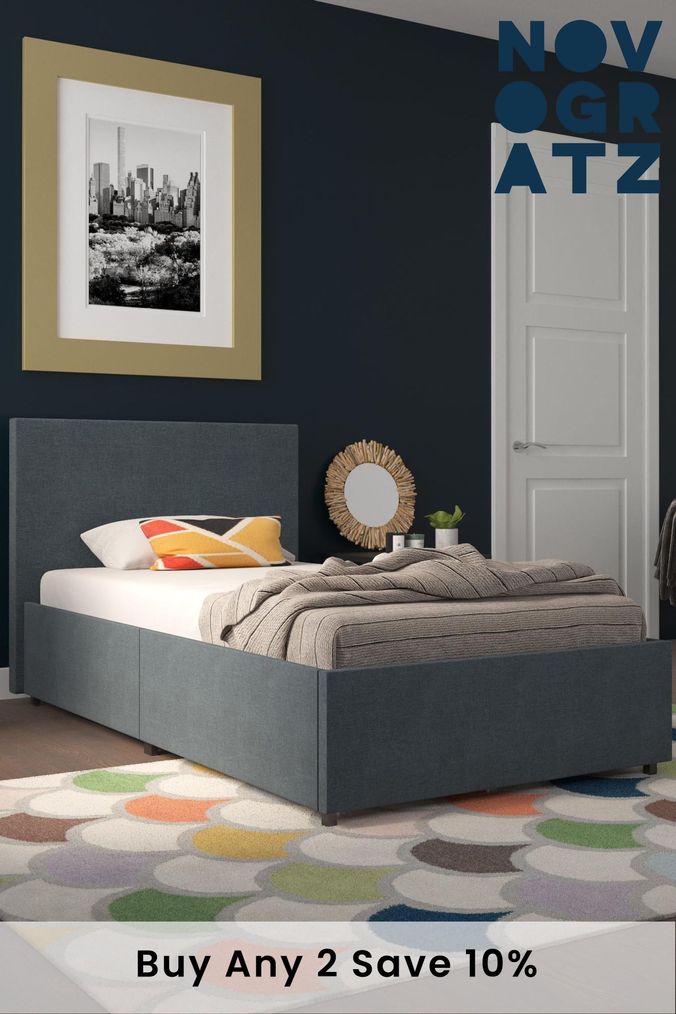 Novogratz kelly upholstered store storage platform bed