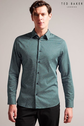 Ted Baker Laceby Green Ls Geo Printed Shirt (156847) | £99