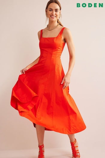 Boden Orange Sleeveless Panelled Midi Dress (156864) | £120