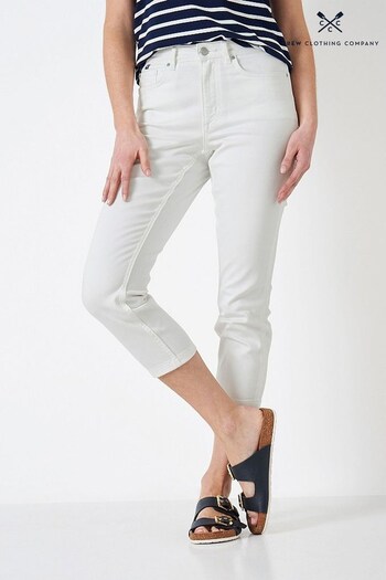 Crew Clothing Company Cotton Fitted White Jeans (156951) | £55