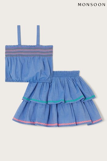 Monsoon Blue Chambray Top and Rara Skirt Set (157080) | £36