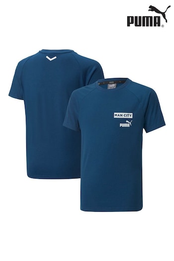Puma Blue Manchester City Casuals T-Shirt Kids (157103) | £23