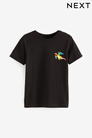 Black Charizard Short Sleeve Small Graphic T-Shirt (3-16yrs) (157270) | £10 - £15