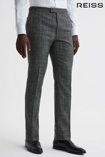 Reiss Charcoal Croupier Slim Fit Wool Trousers (157337) | £148