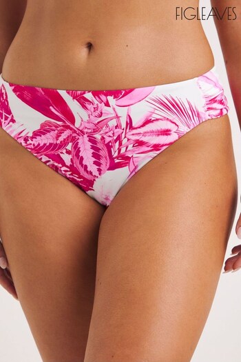 Figleaves Pink Floral Fiji Ruched Side Bikini Briefs (157368) | £20