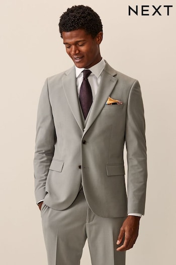 Cement Grey Skinny Fit Motionflex Stretch Suit: Jacket (157659) | £79
