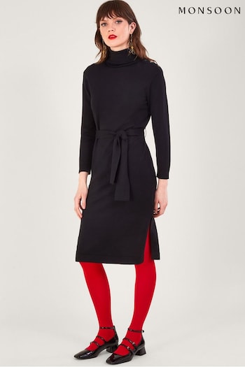 Monsoon Roll Neck Black Dress with LENZING™ ECOVERO™ (157885) | £85